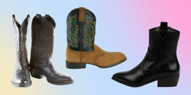 From left to right: cowboy boots, ropers, Cossacks. 