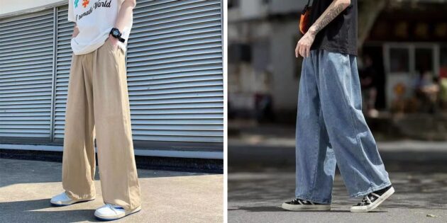 Мужская мода весны и лета — 2024: широченные брюки
