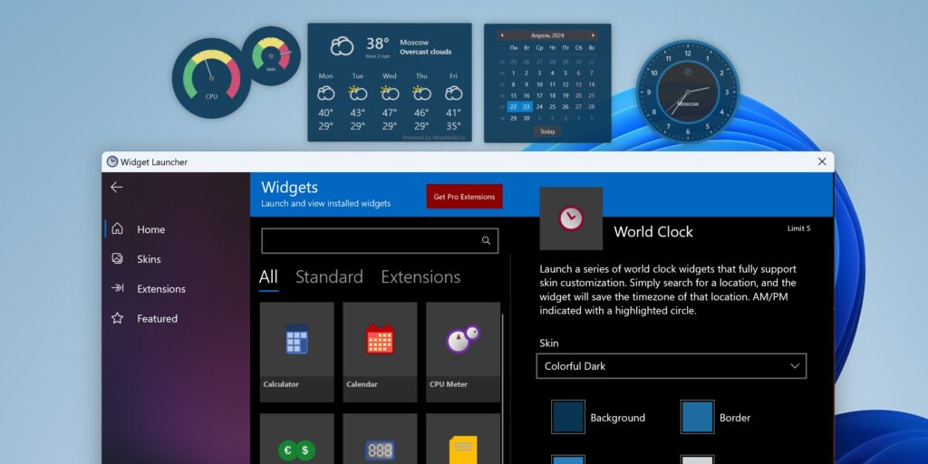 Виджеты для Windows 10 и 11 Widget Launcher