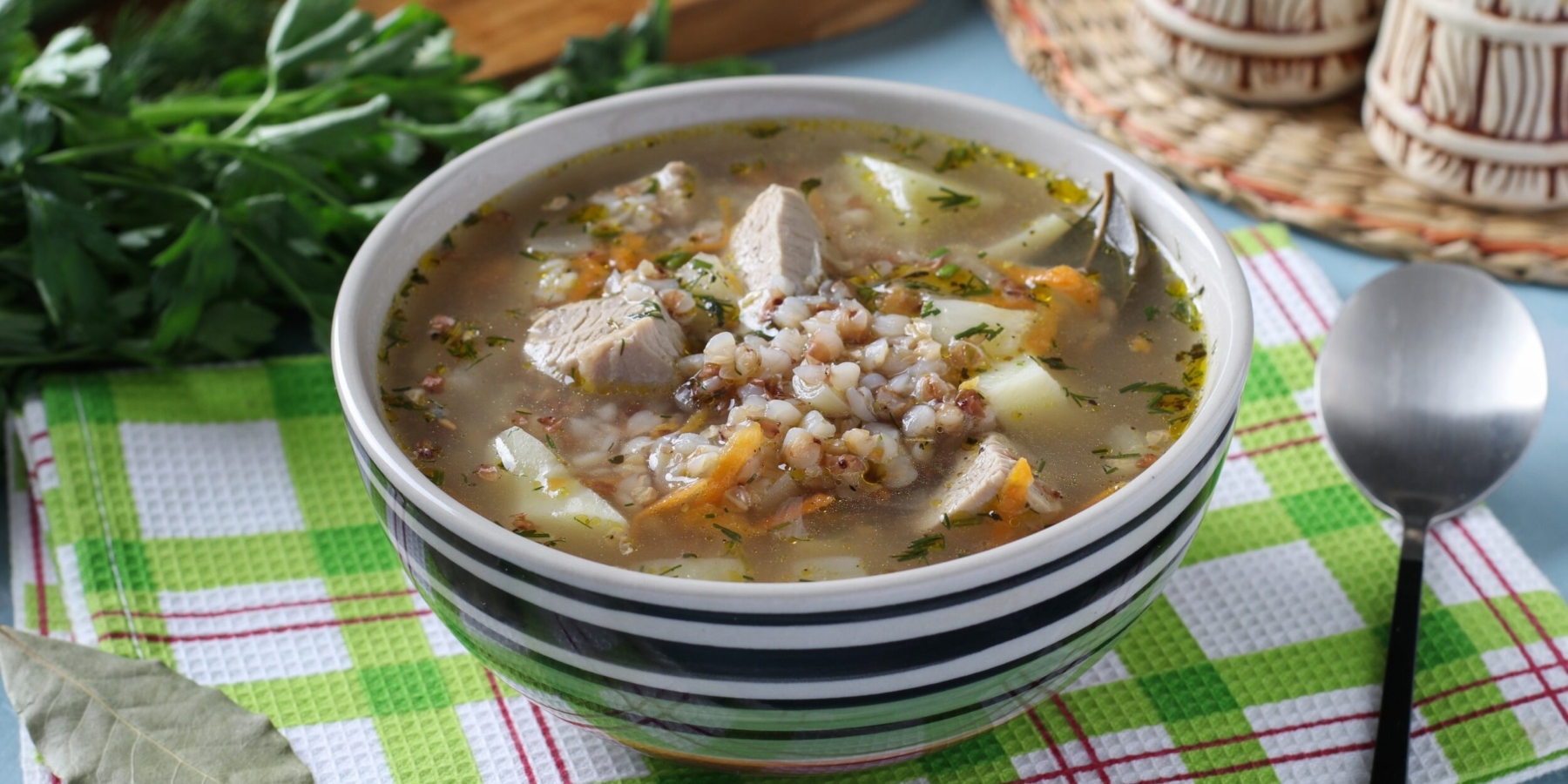 Сырный суп с гречкой и овощами