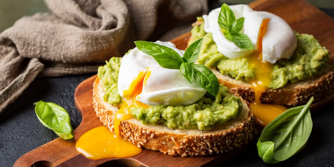 Sandwiches with avocado and poached eggs