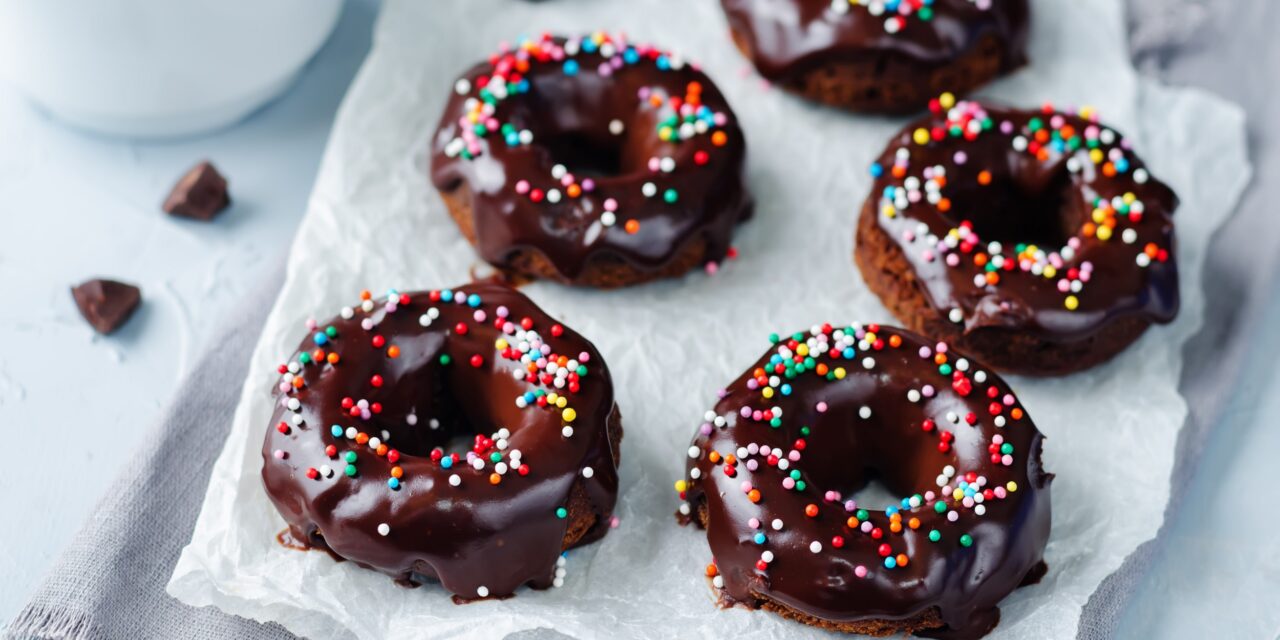 Chocolate donuts in the oven
