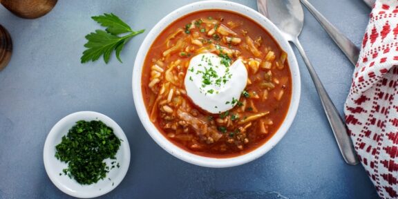 Суп с фаршем, капустой и рисом: рецепт