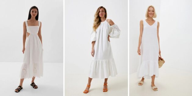 Женская мода весны и лета 2024 года: белые платья