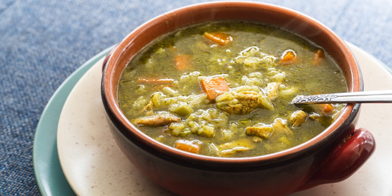 Peruvian chicken soup with cilantro