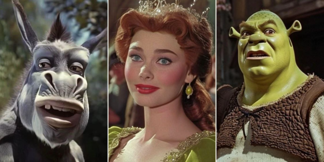 «Шрека» превратили в фильм 50-х годов с живыми актёрами: 10 кадров нейросети