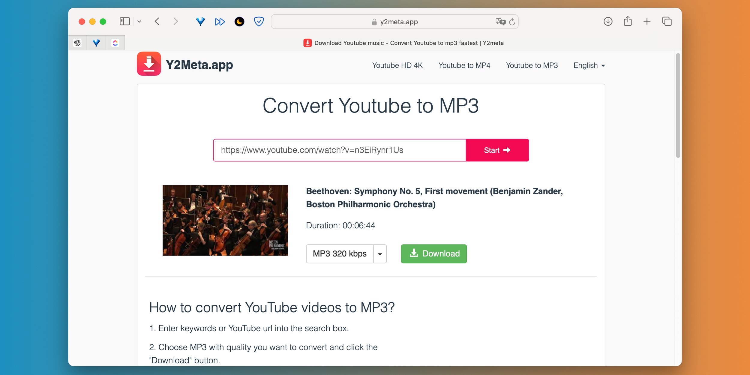 Как скачать музыку с YouTube с помощью онлайн-сервиса Y2Meta