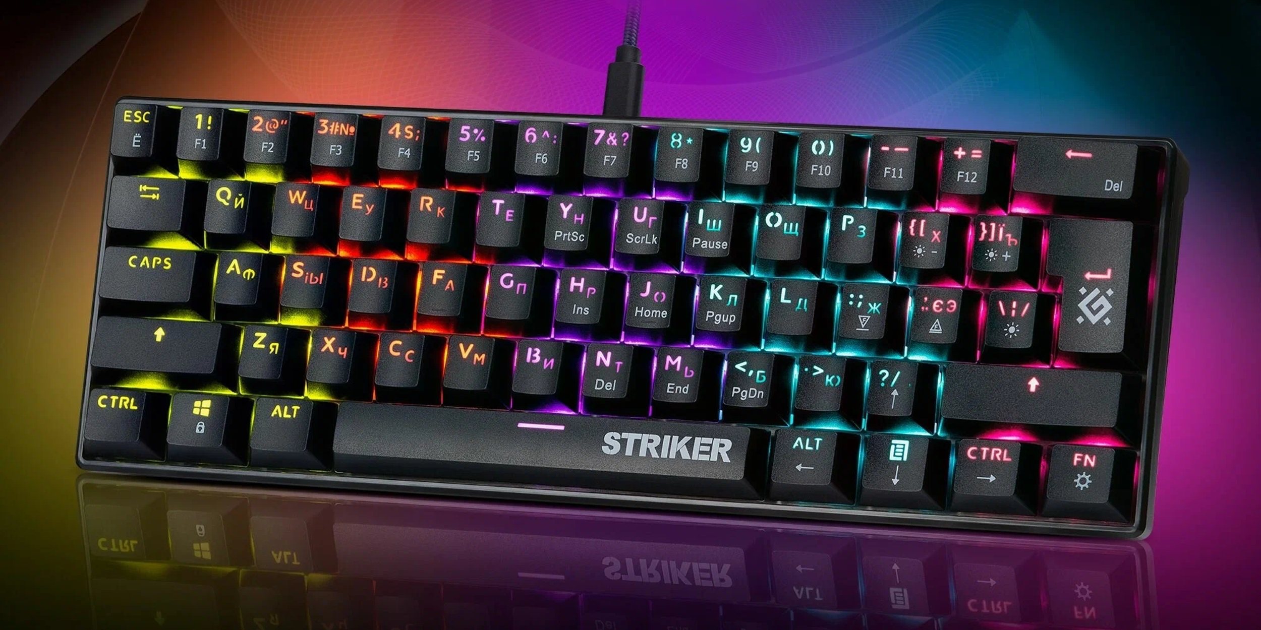 Лучшие механические клавиатуры 2024: Defender Striker Rainbow