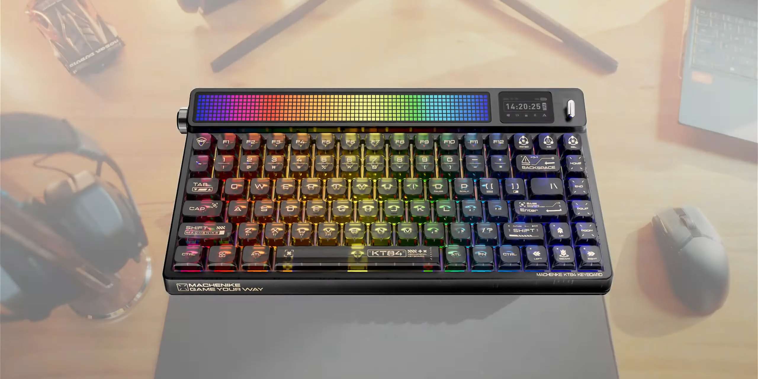 Представлена яркая ретро-клавиатура Machenike KT84 с пиксельным экраном и RGB-подсветкой