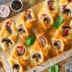 Слойки с грибами, сыром и сладким перцем