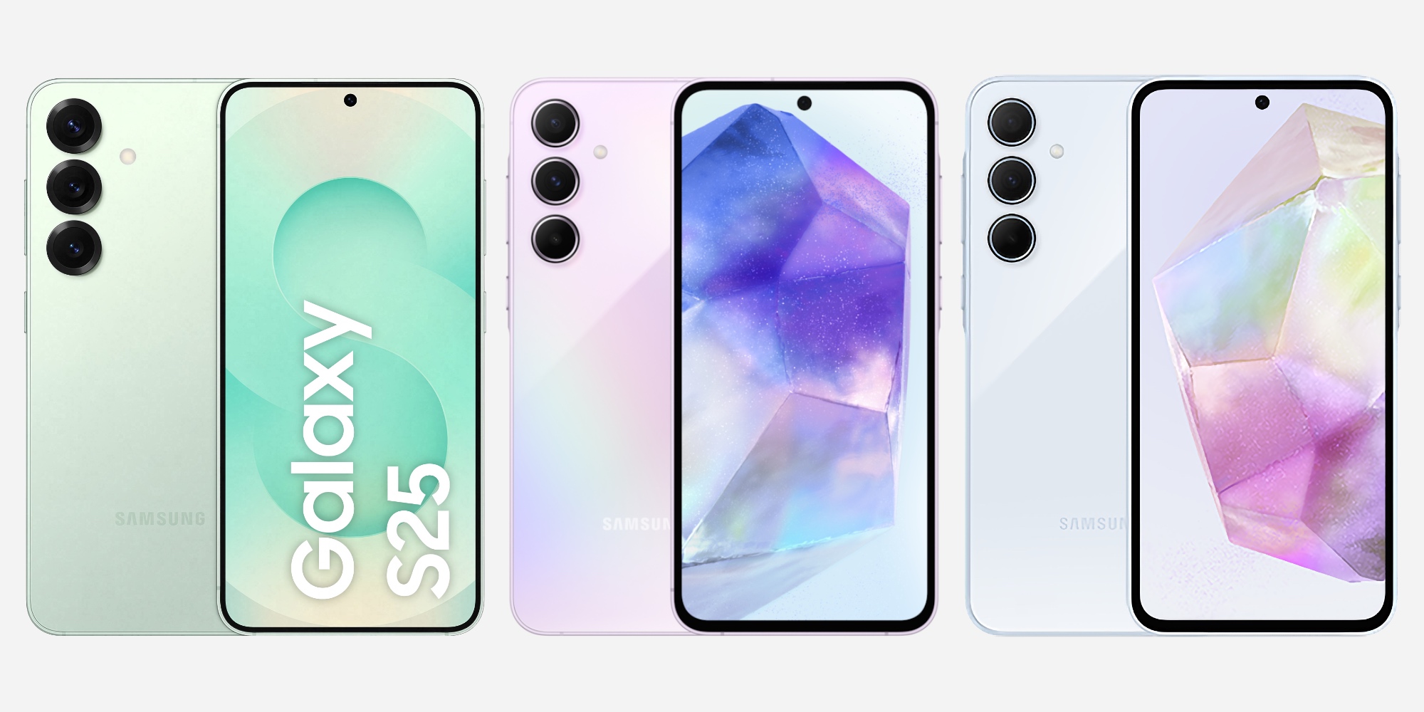 Без подписи и сравнения рамок лоб в лоб вы вряд ли отличите Galaxy S25 от Galaxy A55 и Galaxy A35