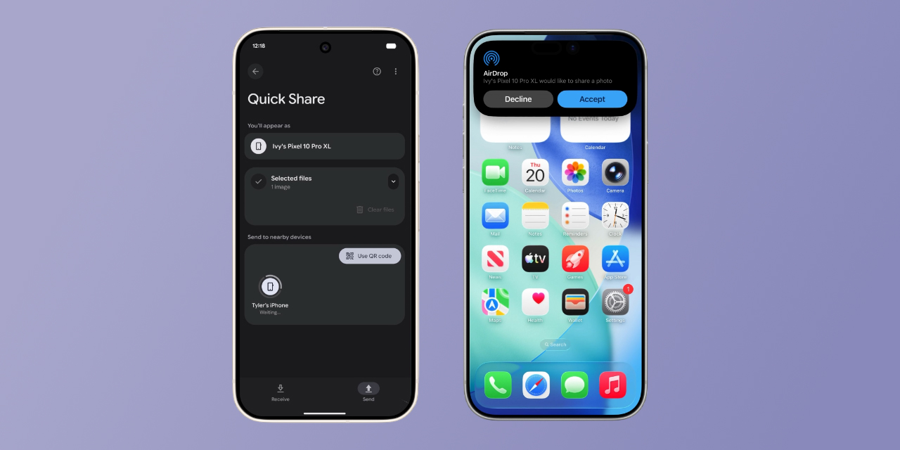 AirDrop теперь и на Android: смартфоны Pixel 10 научились отправлять и получать файлы с iPhone