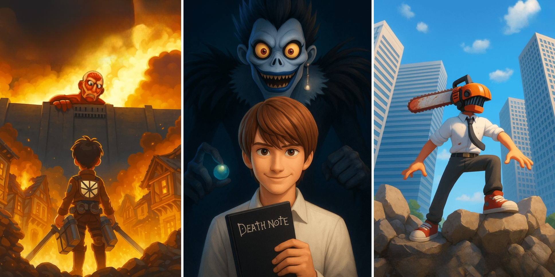 «Атака титанов» и «Тетрадь смерти»: 11 постеров аниме в стиле Pixar