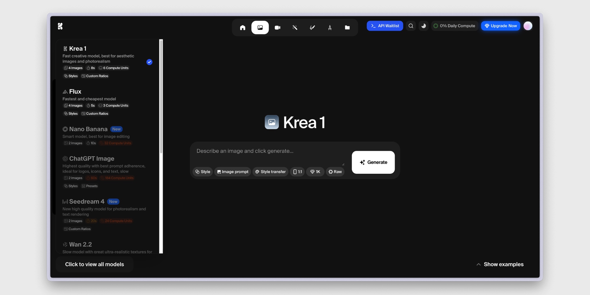 Krea Агрегатор нейросетей Krea