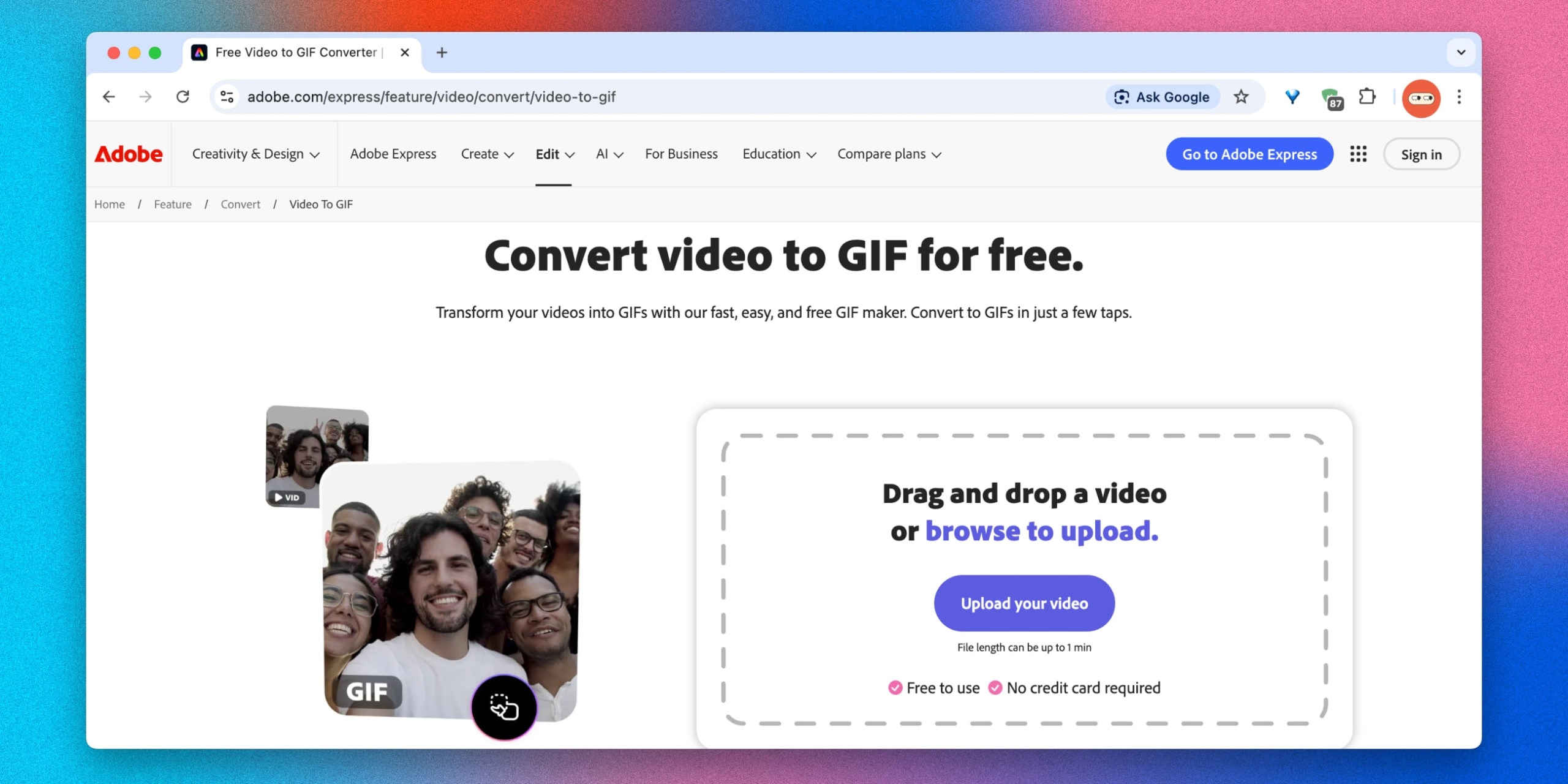 Adobe Express Как сделать гифку из видео с помощью Adobe Express
