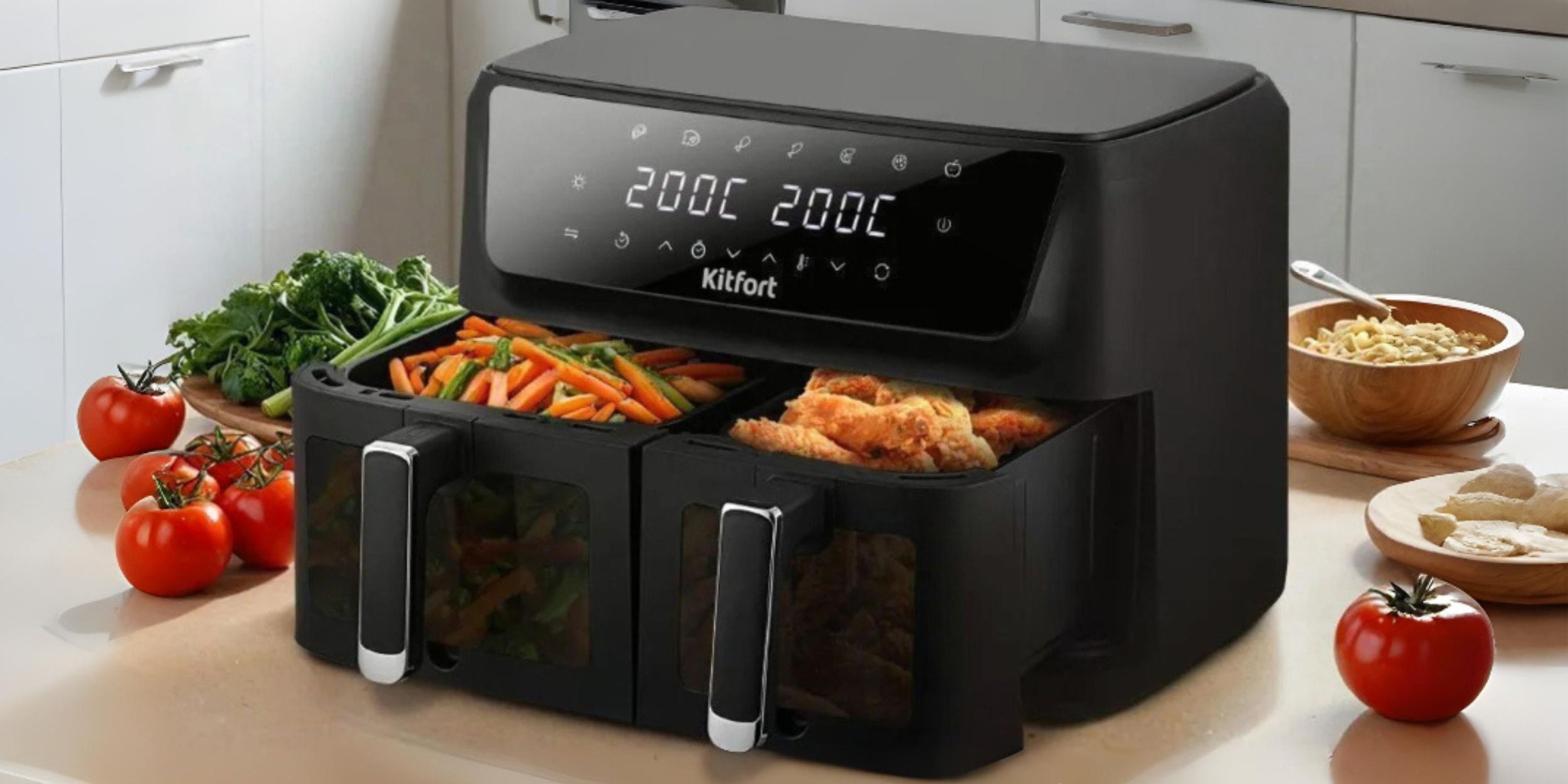 Это нам надо: аэрогриль от Kitfort с двумя секциями со скидкой 49%