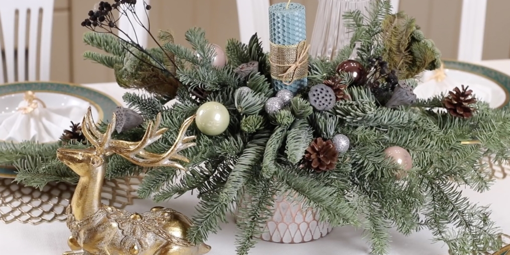 Новогодний букет в кашпо Используйте кашпо