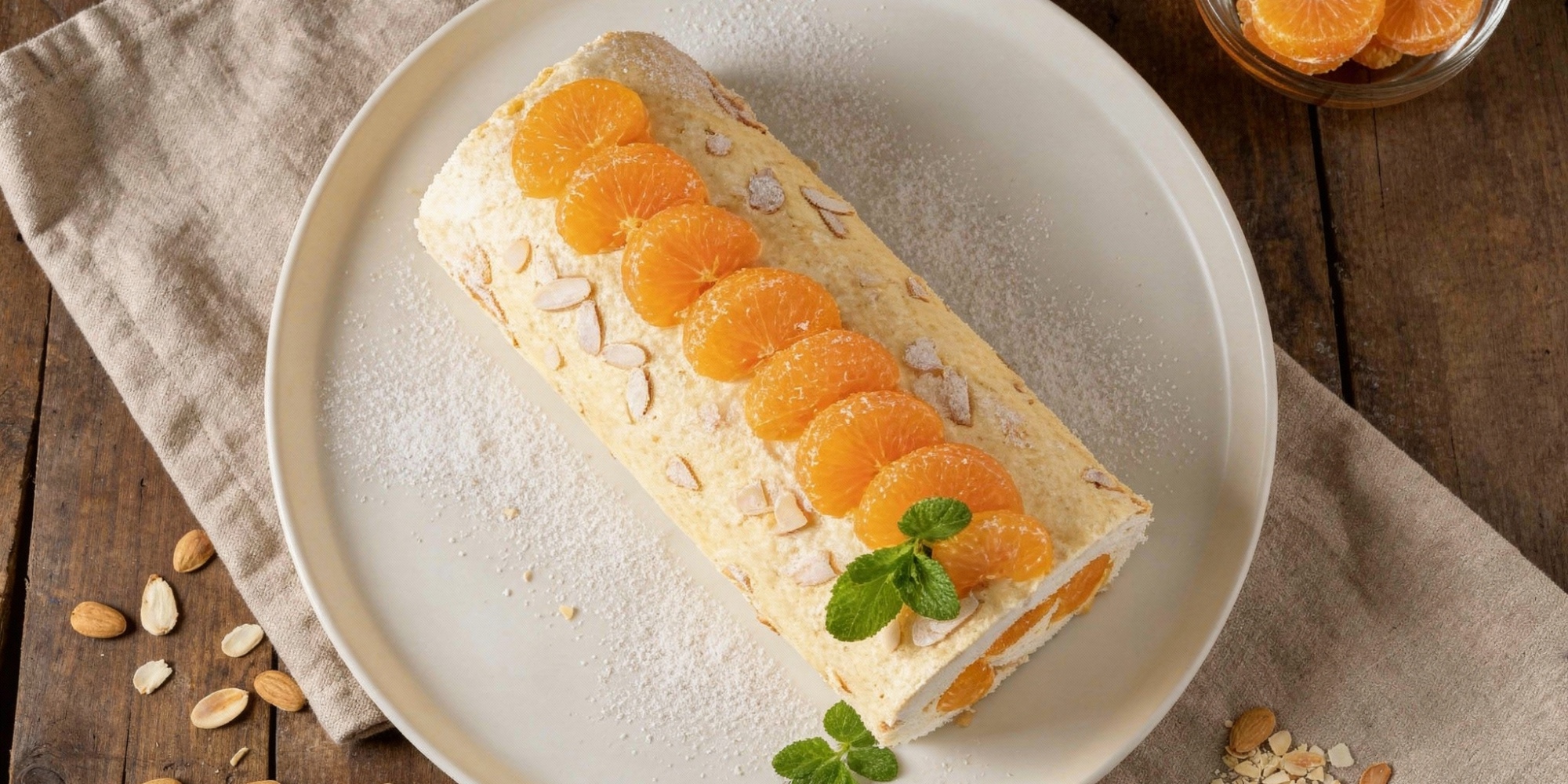 Воздушный меренговый рулет с мандаринами на Новый год: рецепт