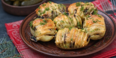 Фаршированная картошка с шампиньонами и сыром