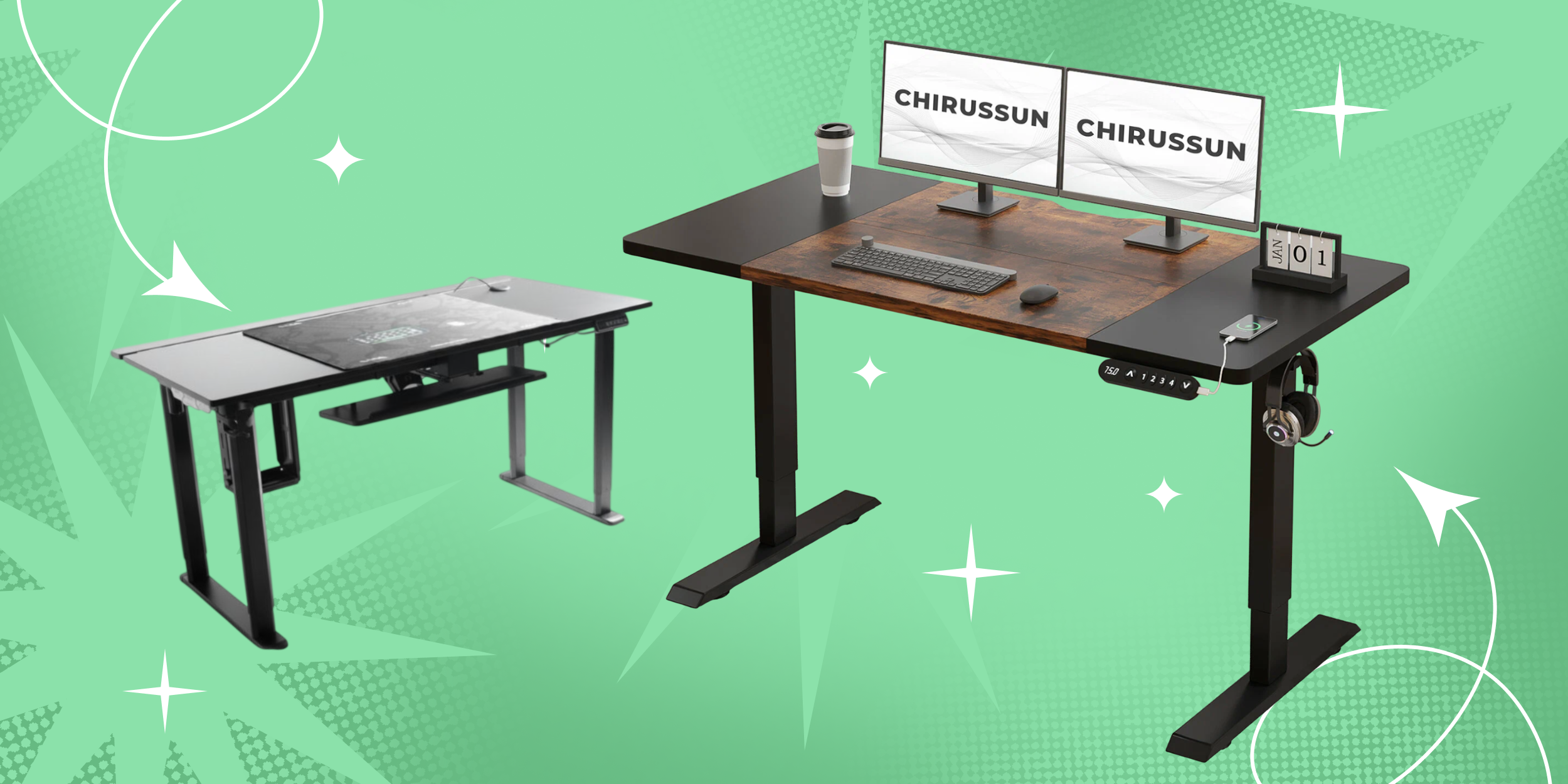 Если работаете сидя, то присмотрите стол с регулировкой высоты