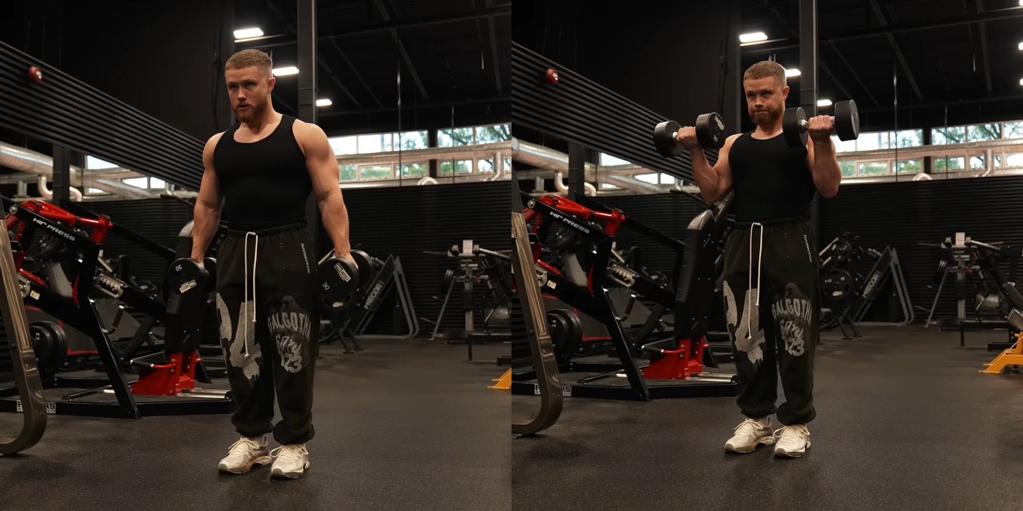 Сгибание рук на бицепс с гантелями