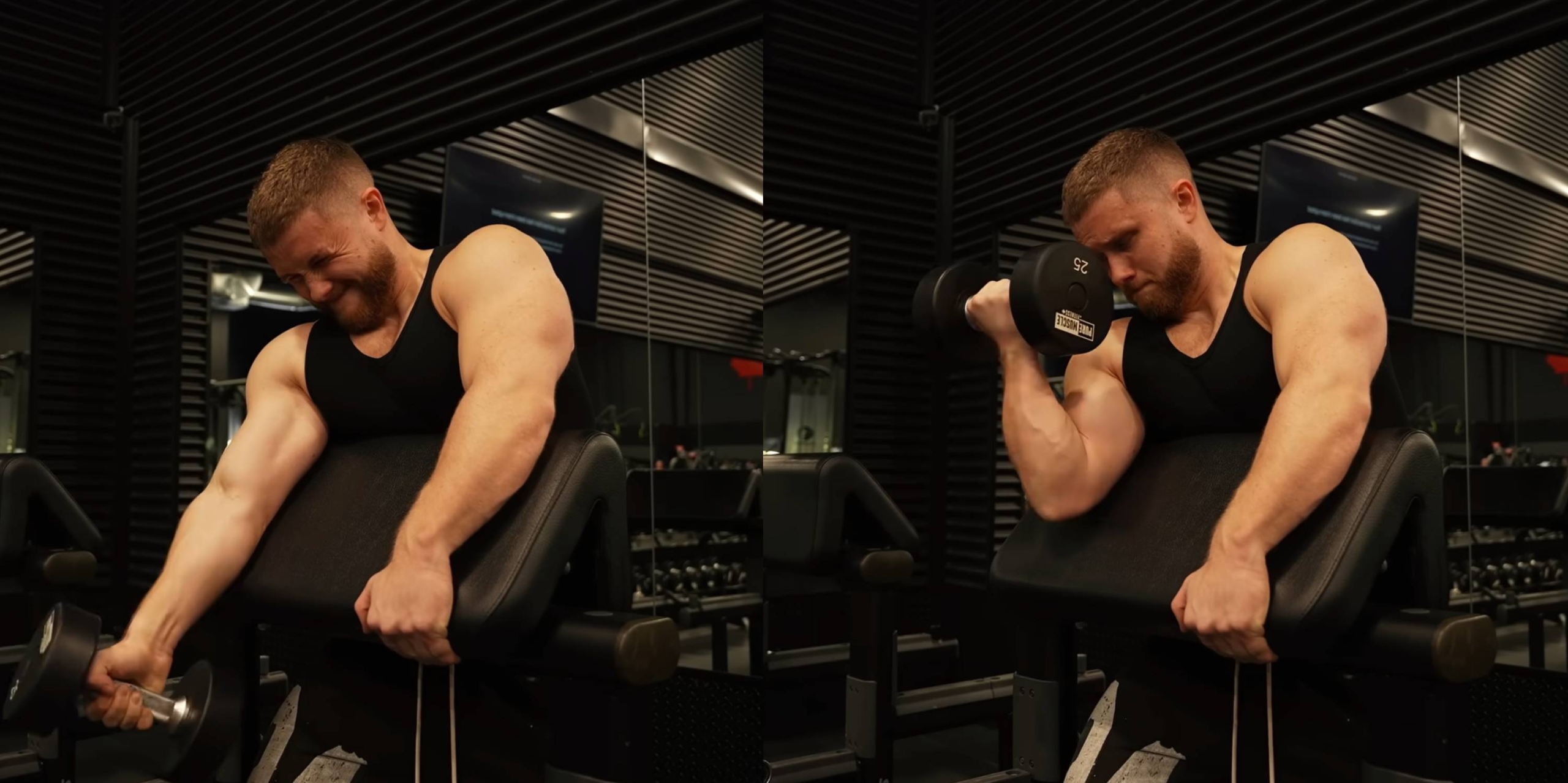 Сгибание на скамье Скотта на бицепс