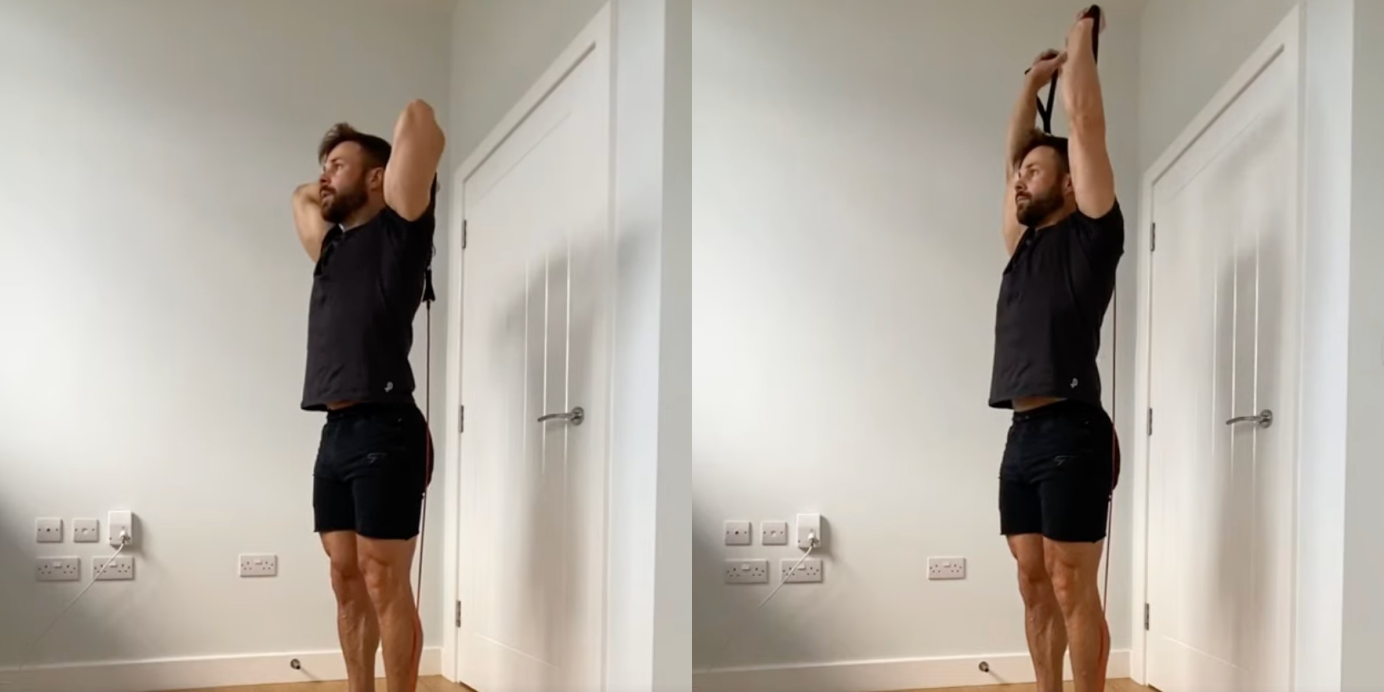 Разгибание рук с эспандером из-за головы