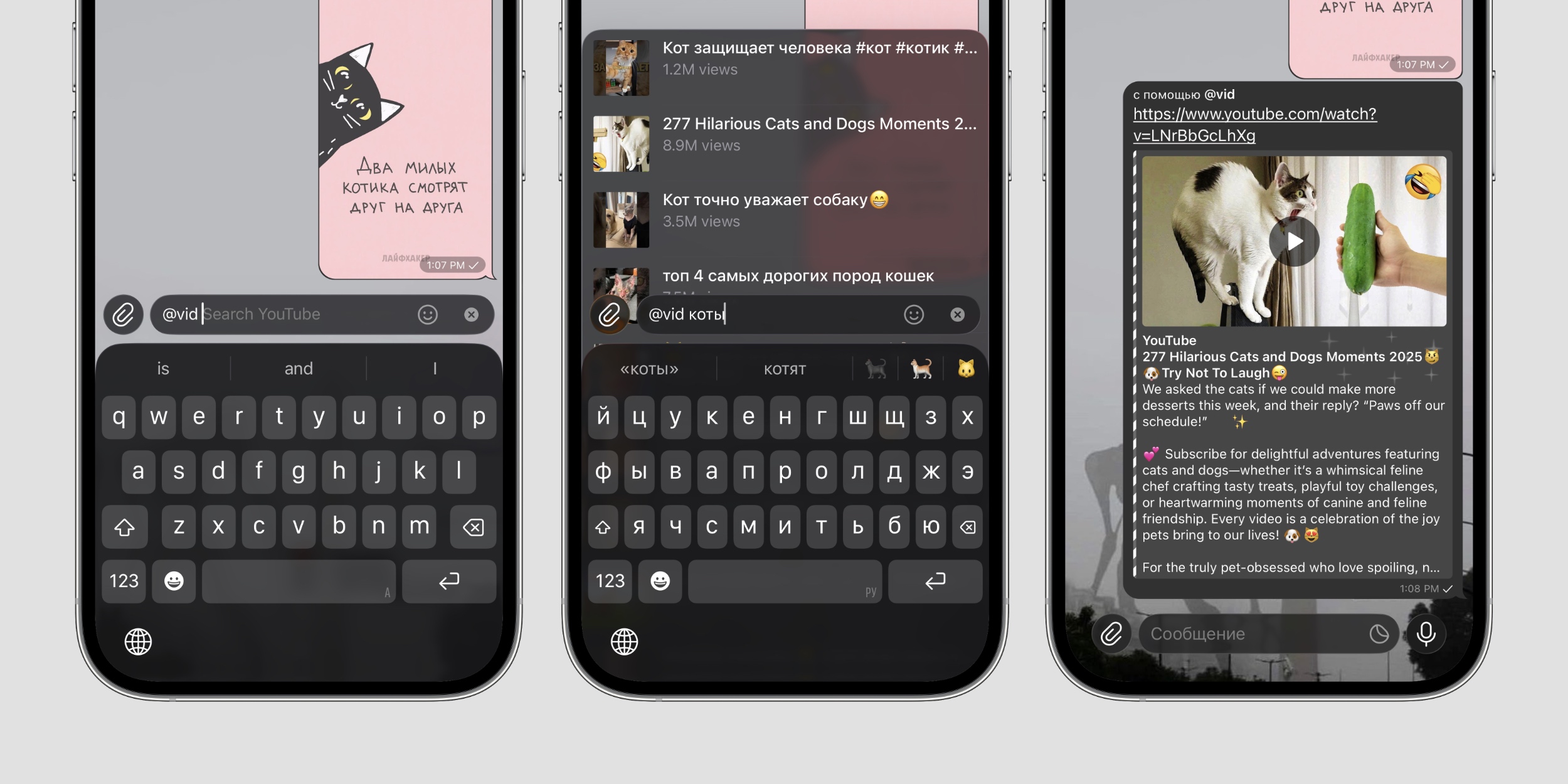 Инлайн-боты в телеграм: @vid
