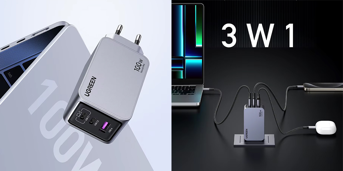 Компактная зарядка Ugreen на 100 Вт