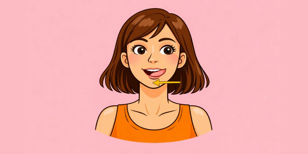 Кончик языка — к уголкам губ