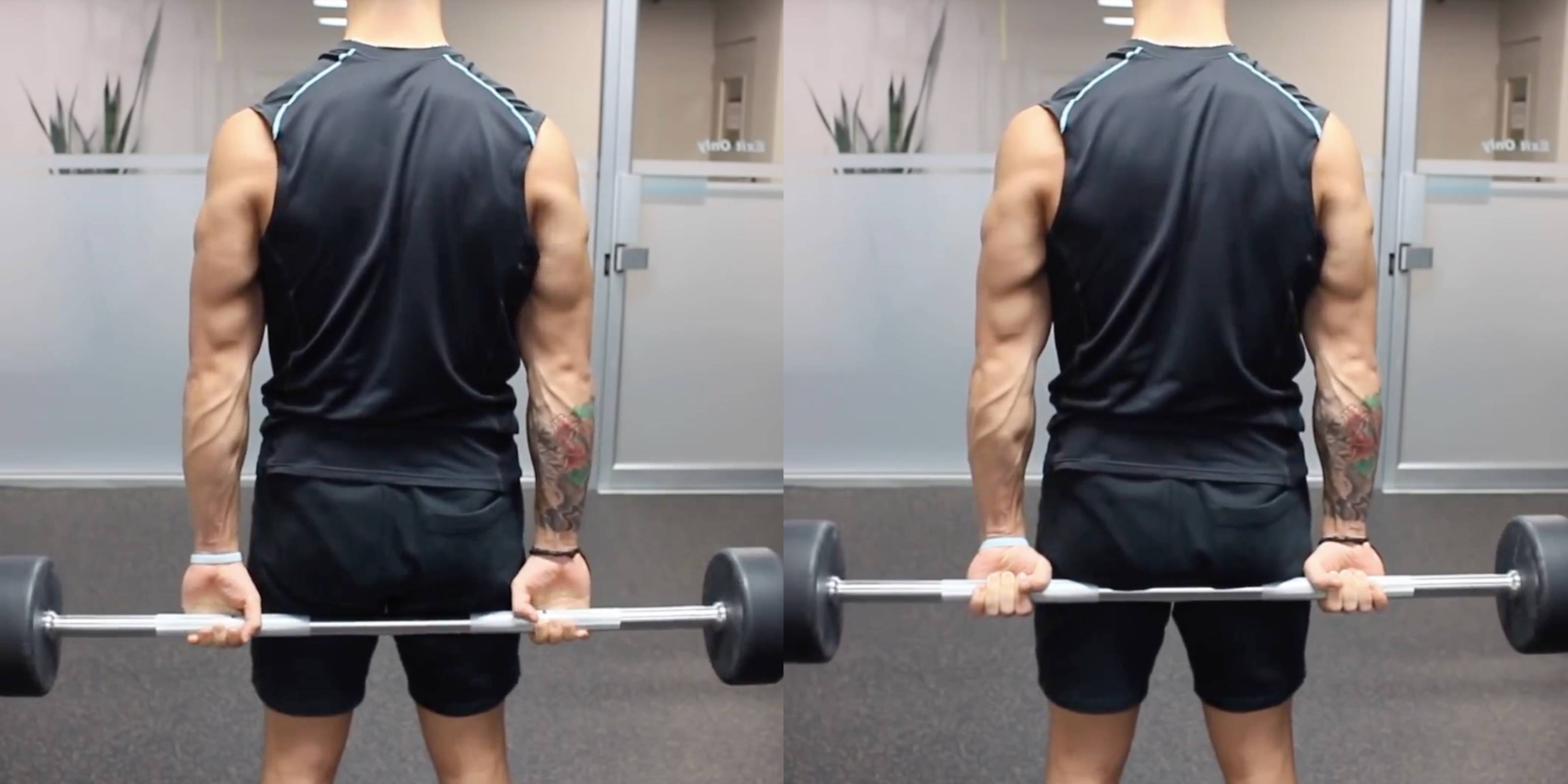 Упражнения на предплечья: сгибания запястий со штангой за спиной