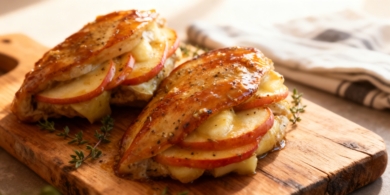 Фаршированные куриные грудки с сыром бри и яблоком