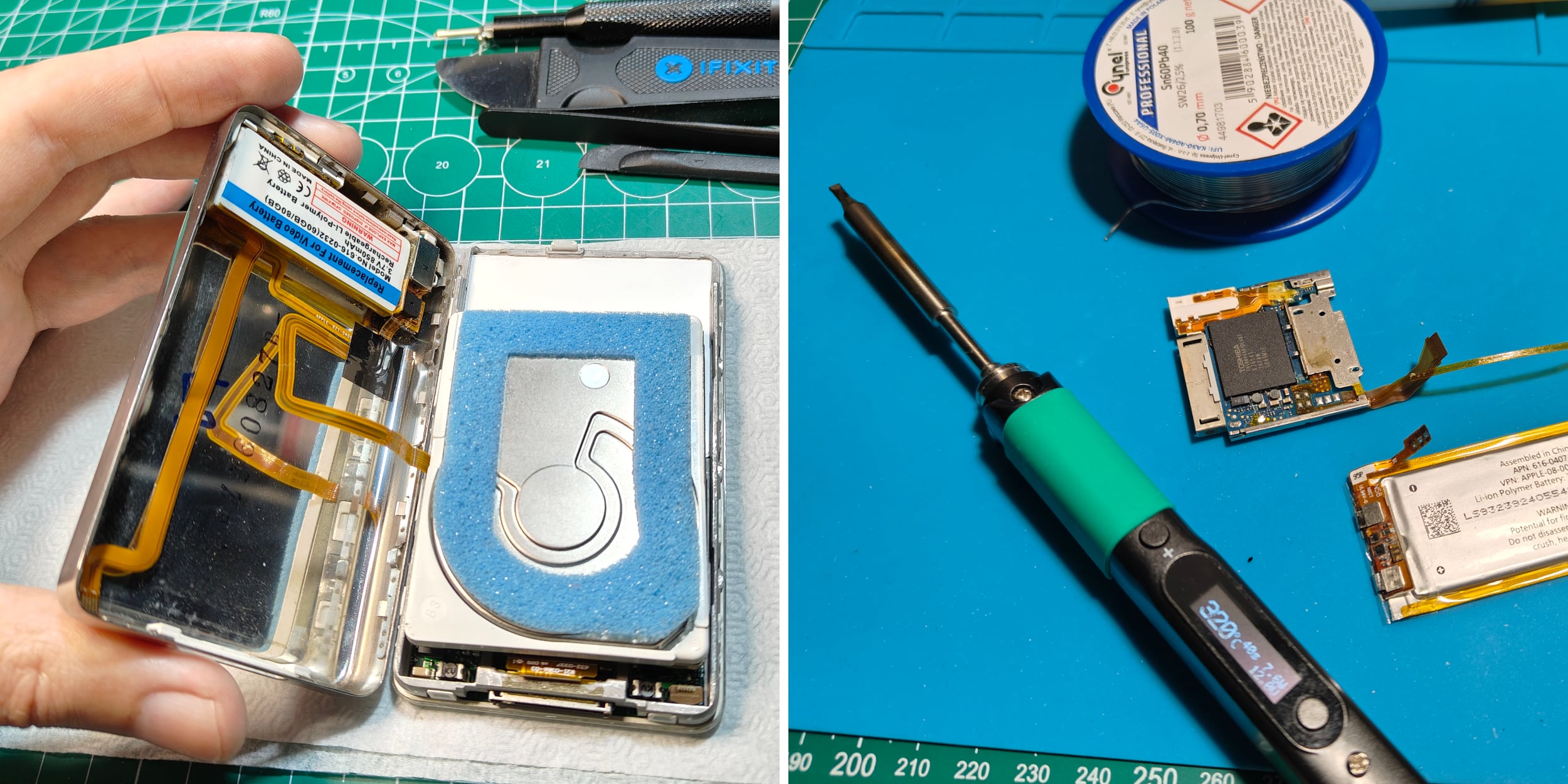 Самая лёгкая замена аккумулятора в iPod Video и одна из самых сложных — в iPod Nano 4