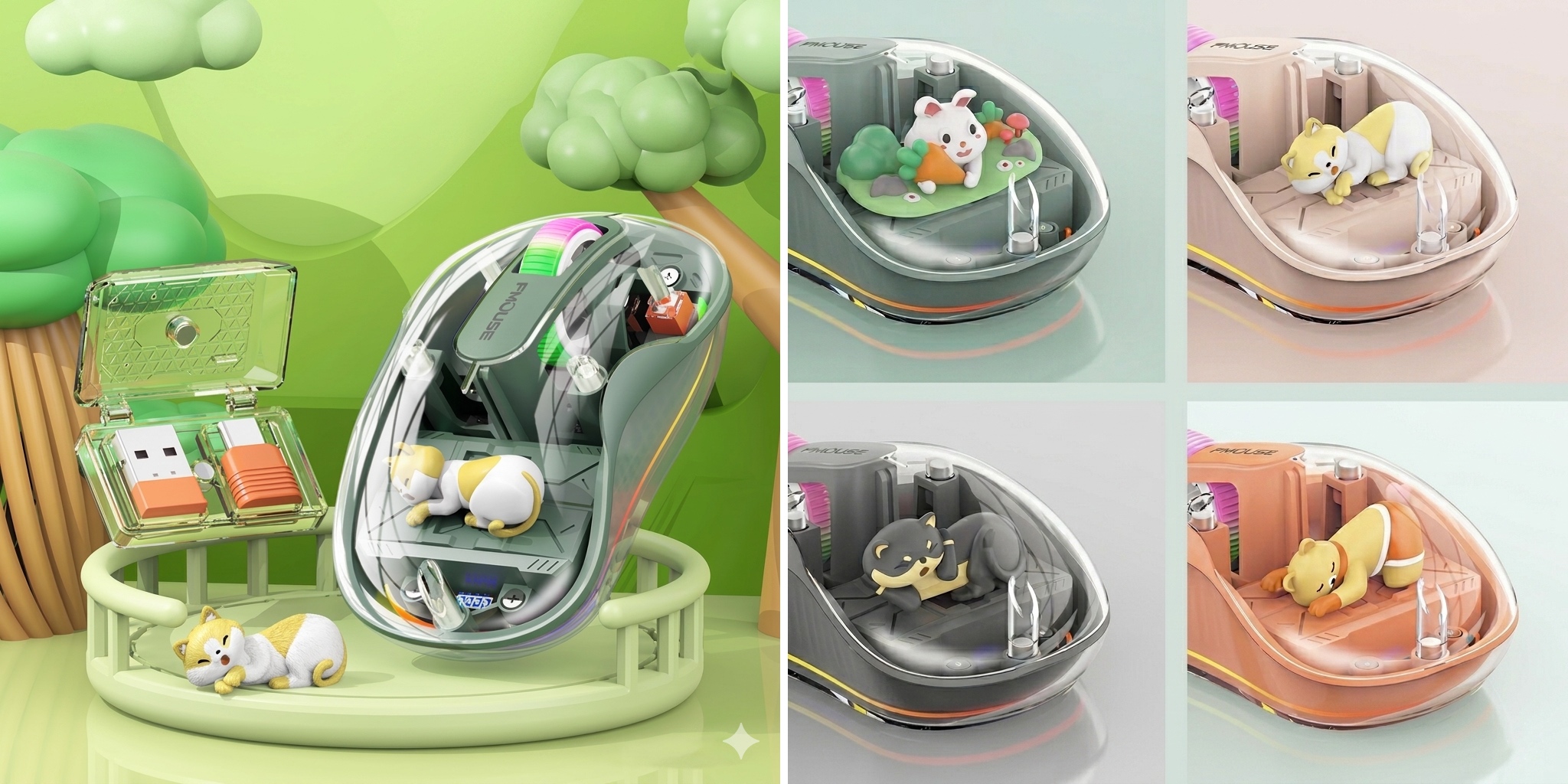 Прозрачная мышка с котиком