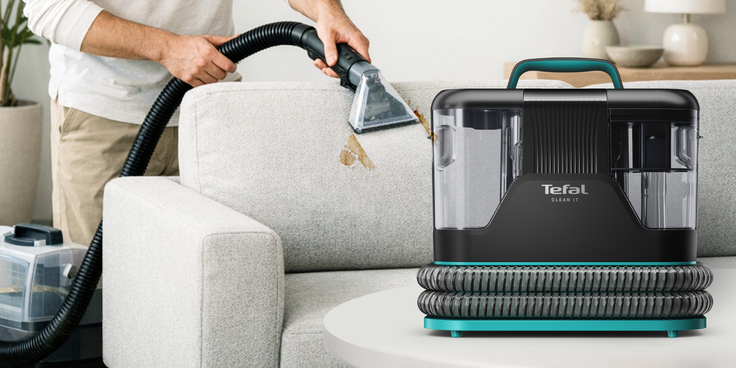 Моющий пылесос Tefal Clean It IZ5020F0 подходит для любого текстиля и загрязнений