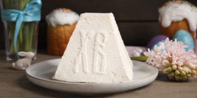 Творожная пасха «Рафаэлло» с кокосовой стружкой и миндалём