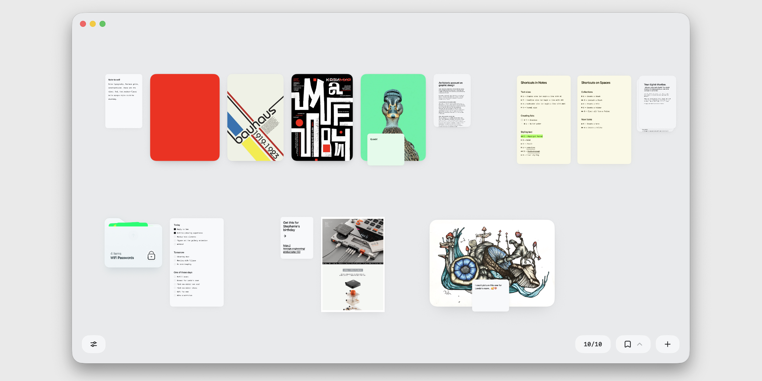 Пример готовой доски в приложении Spatial.