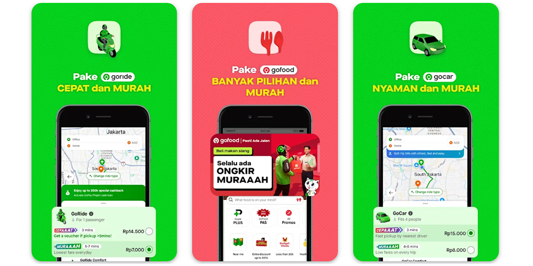 Gojek — вызов машин в Индонезии