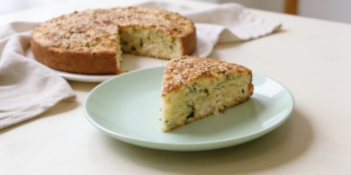 Очень простой пирог с зелёным луком и курицей