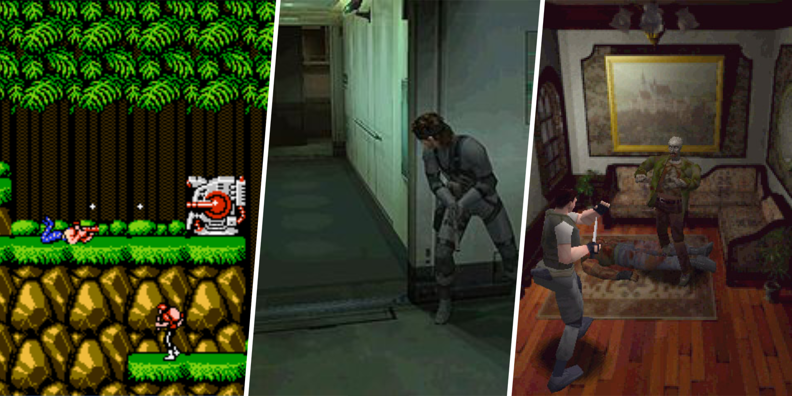Contra, Teenage Mutant Ninja Turtles III, Metal Gear Solid, Resident Evil