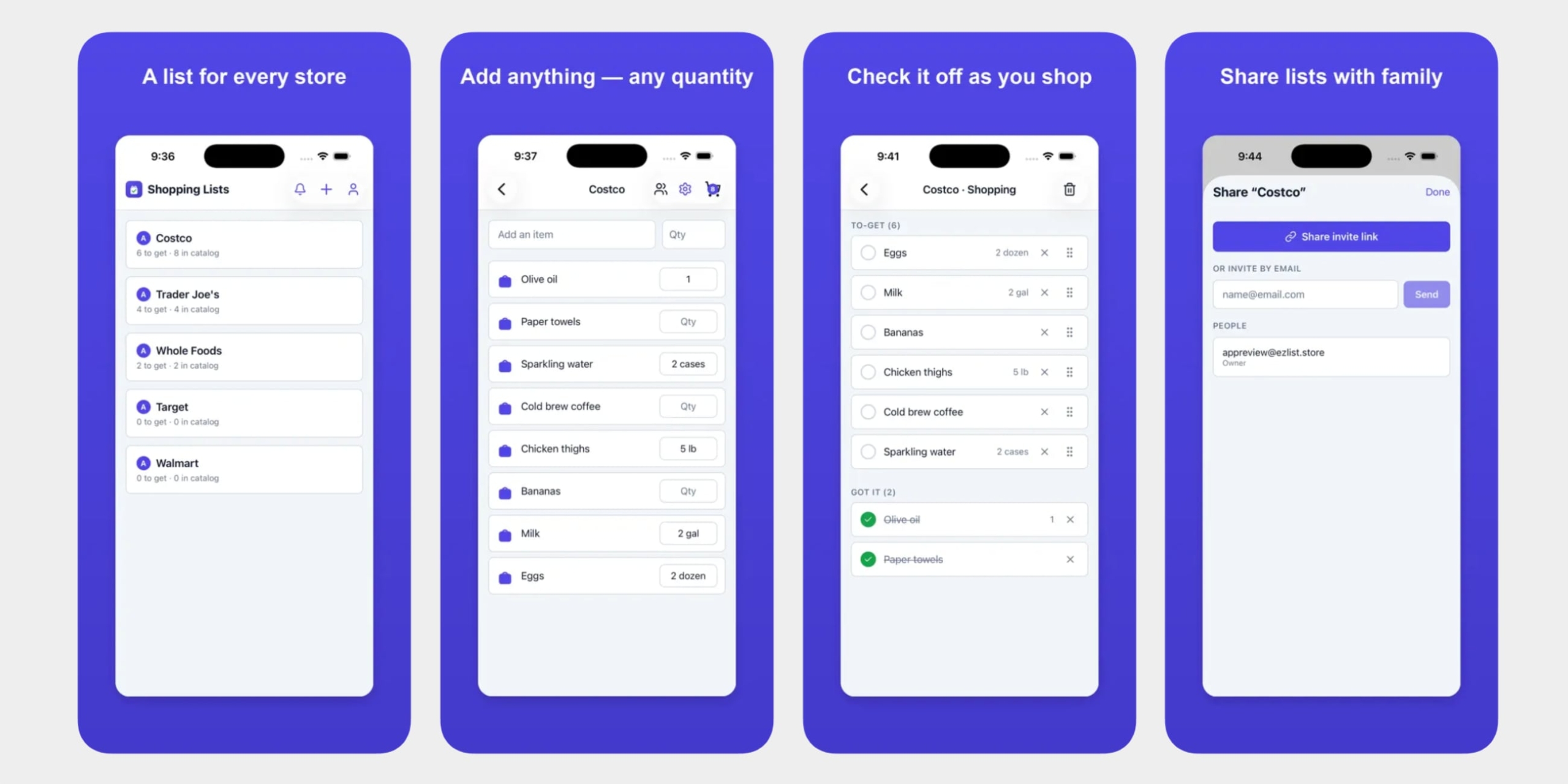 Приложение EZlist для iOS
