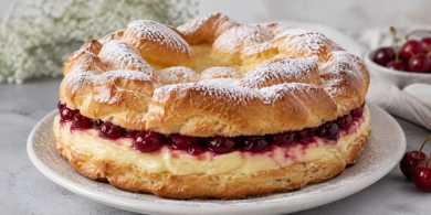 Удивительно вкусный торт «Карпатка» с заварным кремом и вишней