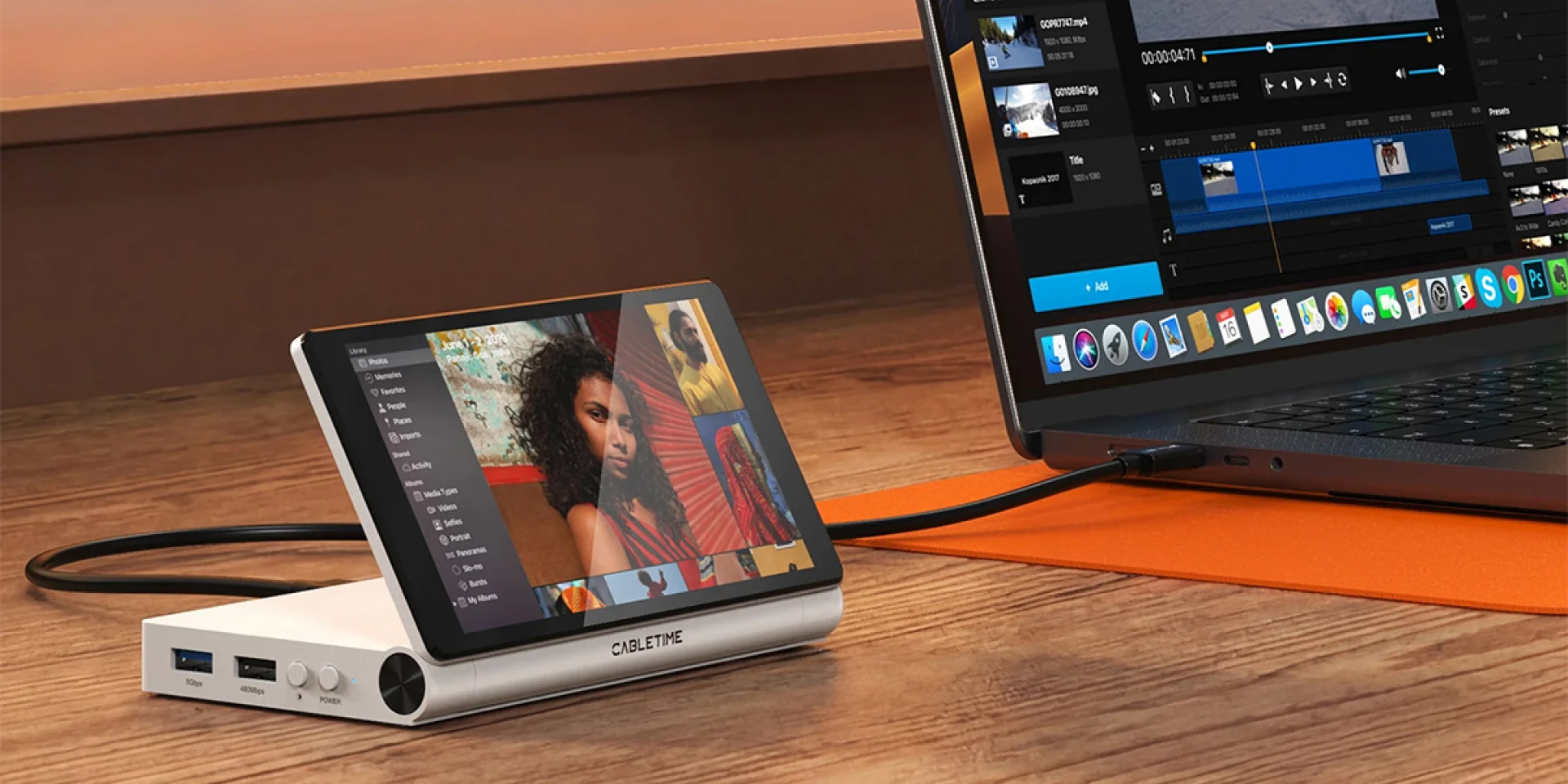 Cabletime представила ScreenDock — USB-хаб с 8 портами и полноценным 5,5-дюймовым экраном