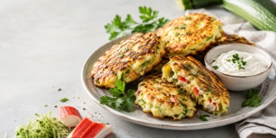 Невероятно вкусные оладьи из кабачков с крабовыми палочками