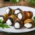 Ароматные и сочные рулетики из баклажанов с фетой и кинзой