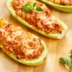 Фаршированные кабачки с&nbsp;куриным фаршем, перцем и&nbsp;сыром