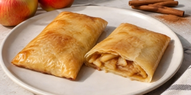 Быстрые ПП-пирожки с яблоками из рисовой бумаги