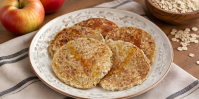 Яблочно-овсяные оладьи без яиц, муки, сахара и молочных продуктов