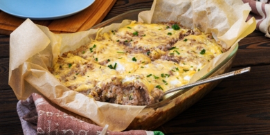 Сытная гречневая запеканка с фаршем и овощами